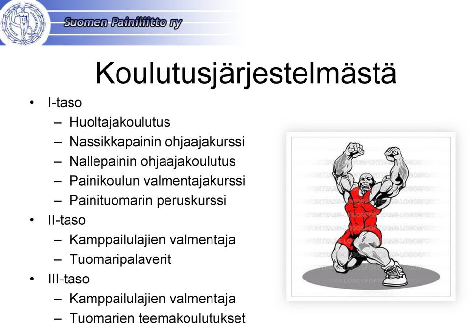 valmentajakurssi Painituomarin peruskurssi II-taso Kamppailulajien