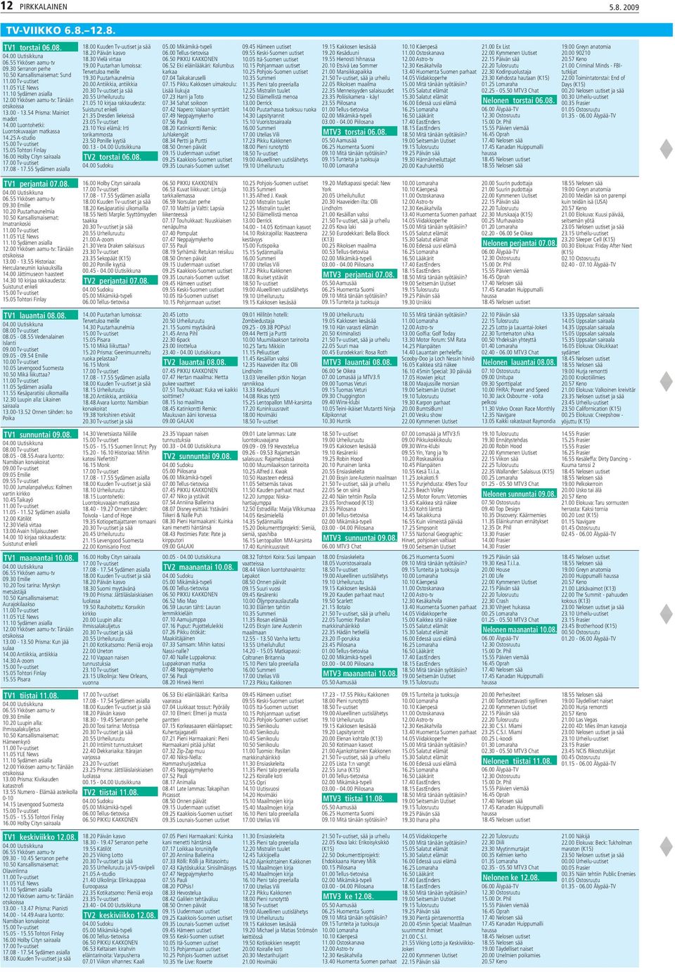 00 Holby Cityn sairaala 17.00 Tv-uutiset 17.08-17.55 Sydämen asialla 18.00 Kuuden Tv-uutiset ja sää 18.20 Päivän kasvo 18.30 Vielä virtaa 19.00 Puutarhan lumoissa: Tervetuloa meille 19.