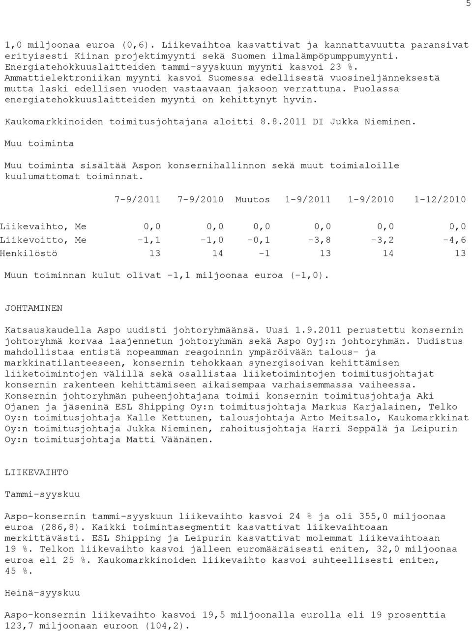 Puolassa energiatehokkuuslaitteiden myynti on kehittynyt hyvin. Kaukomarkkinoiden toimitusjohtajana aloitti 8.8.2011 DI Jukka Nieminen.