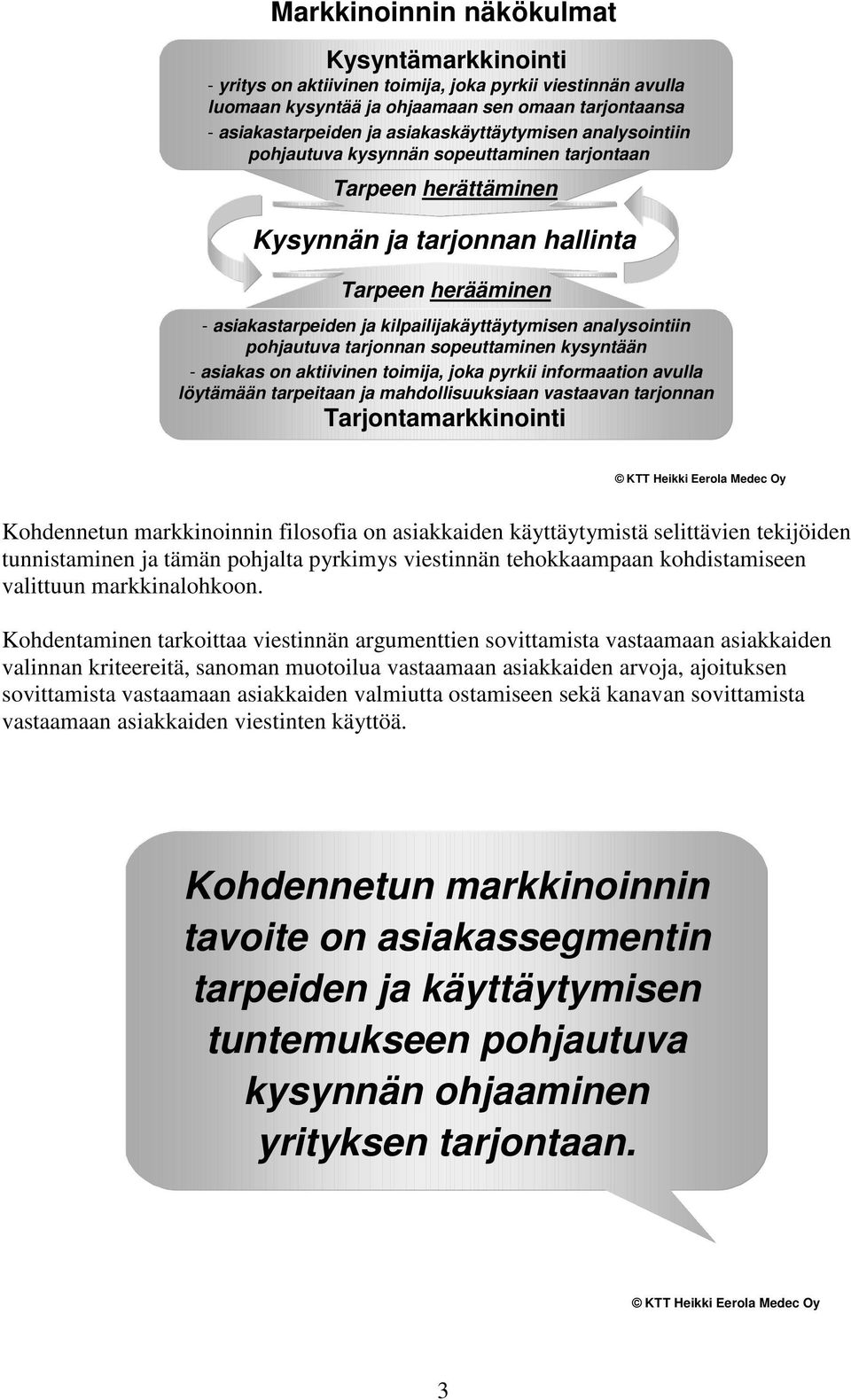 analysointiin pohjautuva tarjonnan sopeuttaminen kysyntään - asiakas on aktiivinen toimija, joka pyrkii informaation avulla löytämään tarpeitaan ja mahdollisuuksiaan vastaavan tarjonnan