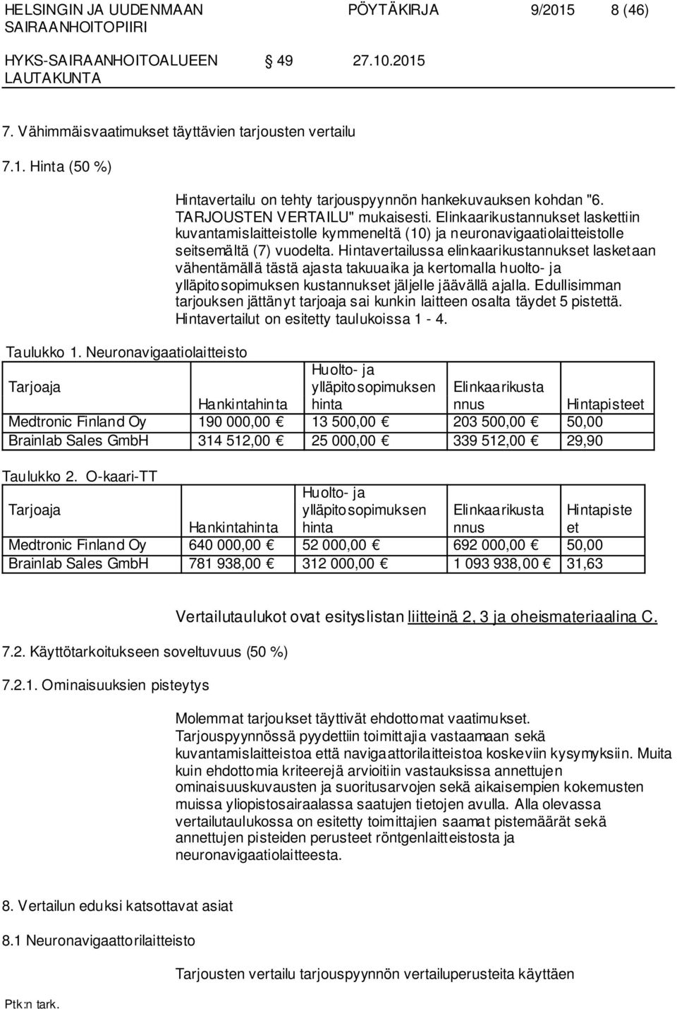 Hintavertailussa elin kaarikustannukset lasketaan vähentämällä tästä ajasta takuuaika ja kertomalla huolto- ja ylläpitosopimuksen kustannukset jäljelle jäävällä ajalla.