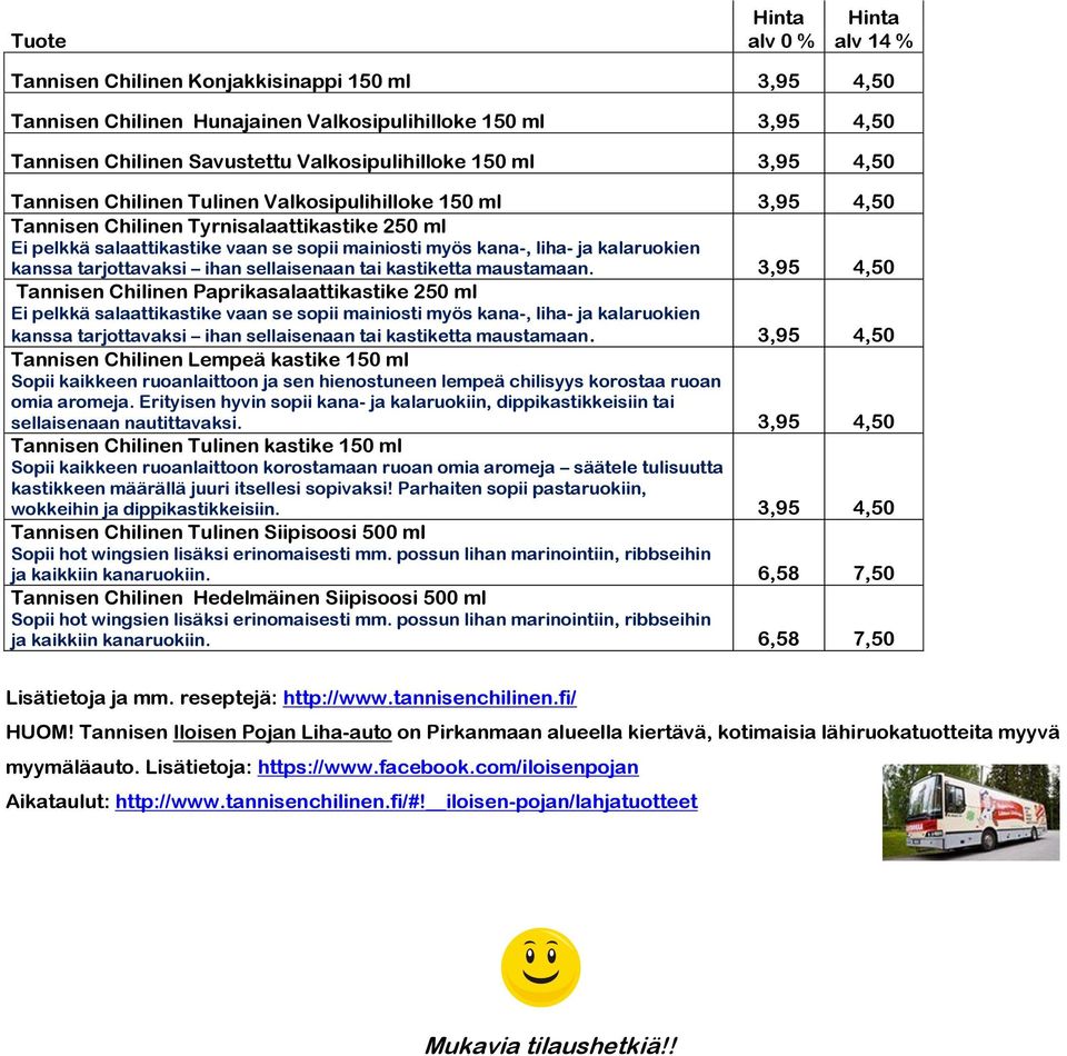 kalaruokien kanssa tarjottavaksi ihan sellaisenaan tai kastiketta maustamaan.