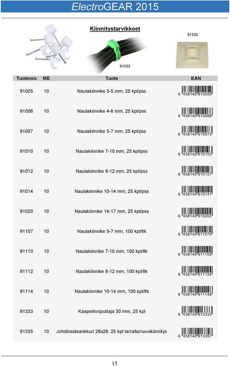 Naulakiinnike 14-17 mm, 25 kpl/pss 91107 10 Naulakiinnike 5-7 mm, 100 kpl/ltk 91110 10 Naulakiinnike 7-10 mm, 100 kpl/ltk 91112 10 Naulakiinnike 8-12 mm,