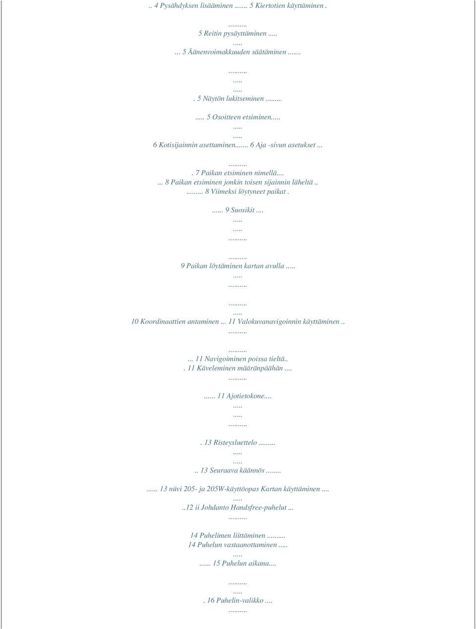 .. 9 Paikan löytäminen kartan avulla 10 Koordinaattien antaminen... 11 Valokuvanavigoinnin käyttäminen..... 11 Navigoiminen poissa tieltä... 11 Käveleminen määränpäähän.... 11 Ajotietokone.