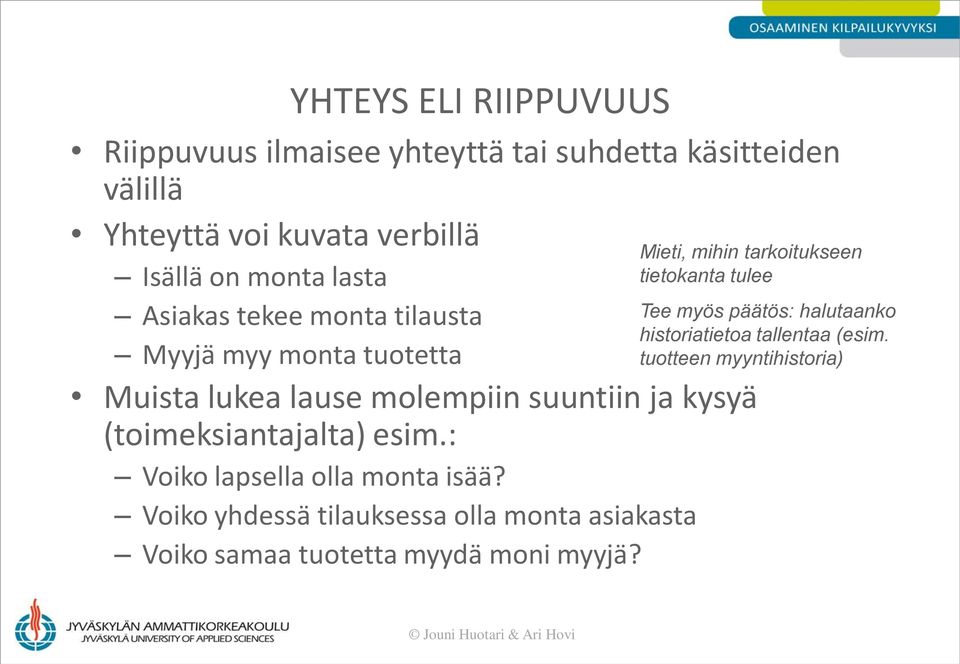 lause molempiin suuntiin ja kysyä (toimeksiantajalta) esim.: Voiko lapsella olla monta isää?