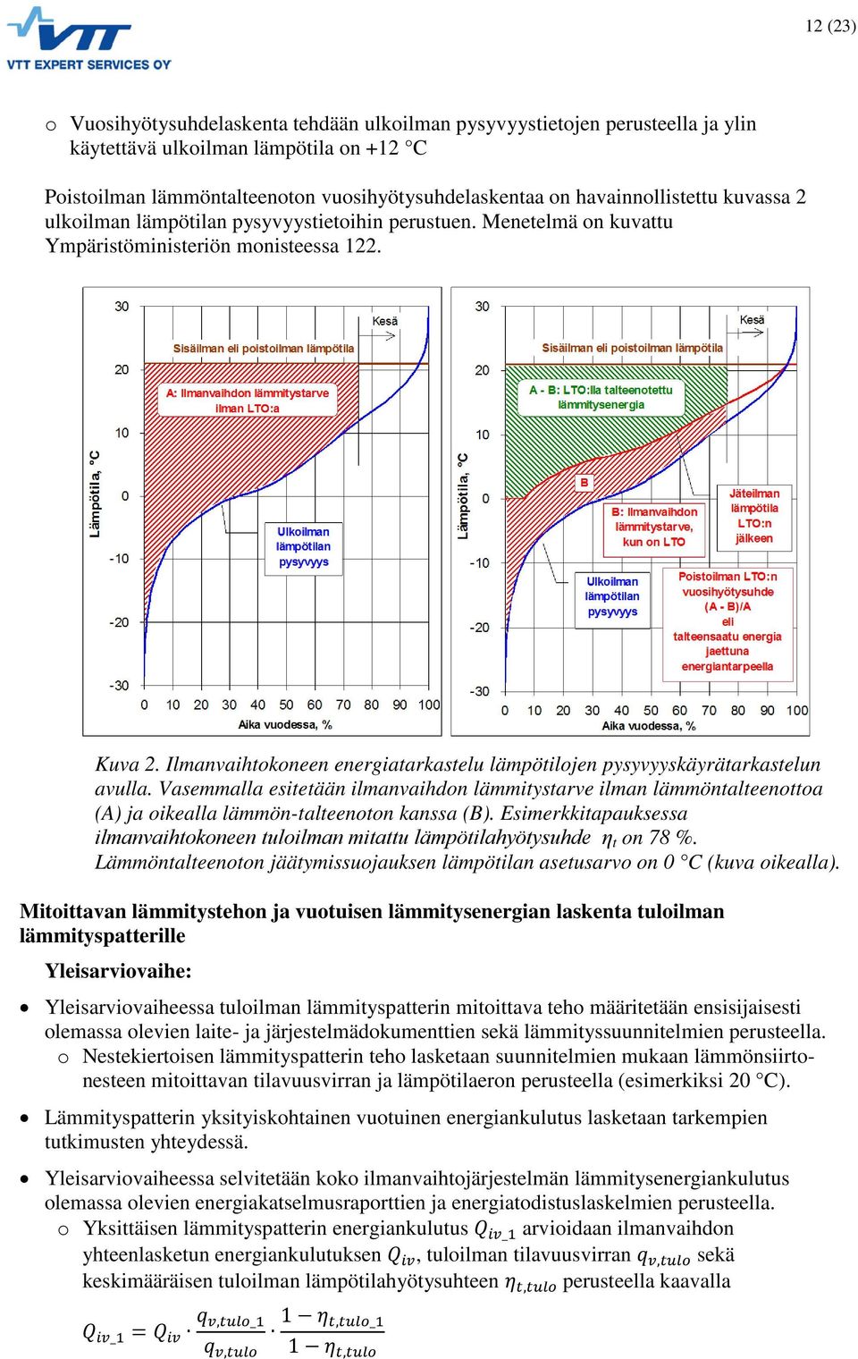 Ilmanvaihtokoneen energiatarkastelu lämpötilojen pysyvyyskäyrätarkastelun avulla.