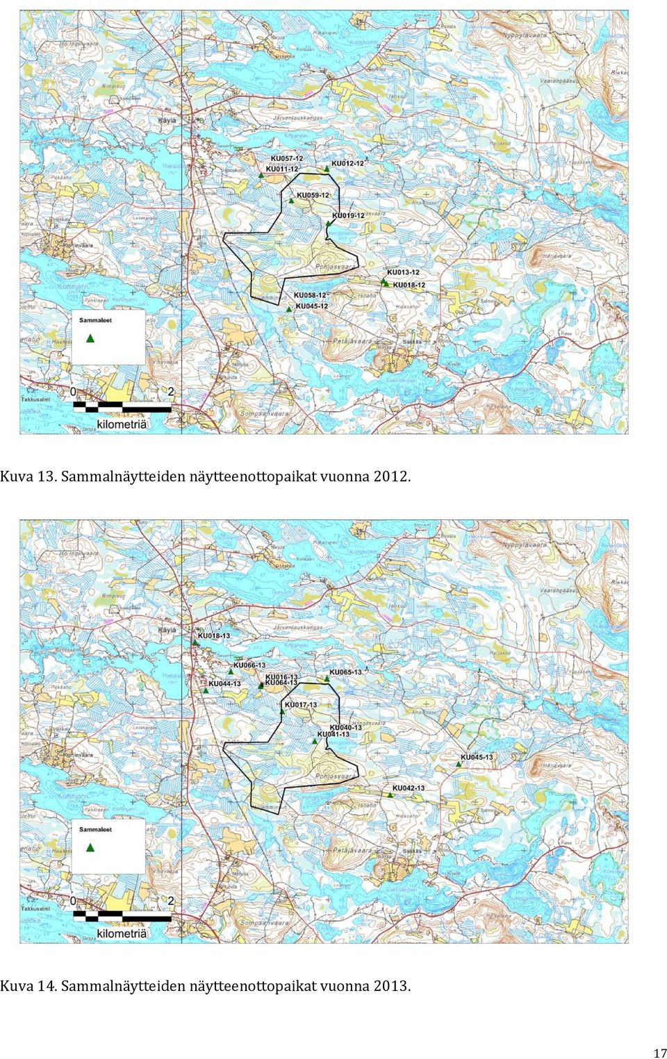 näytteenottopaikat vuonna