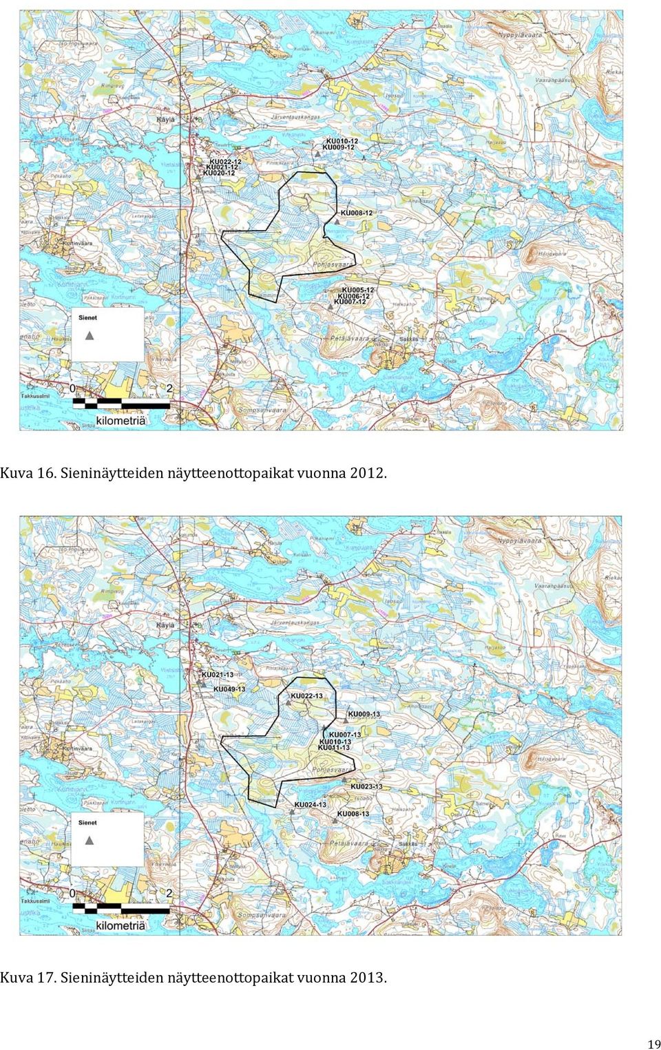 näytteenottopaikat vuonna