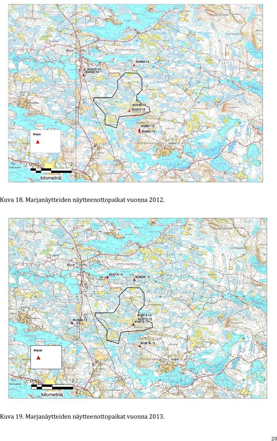 näytteenottopaikat vuonna