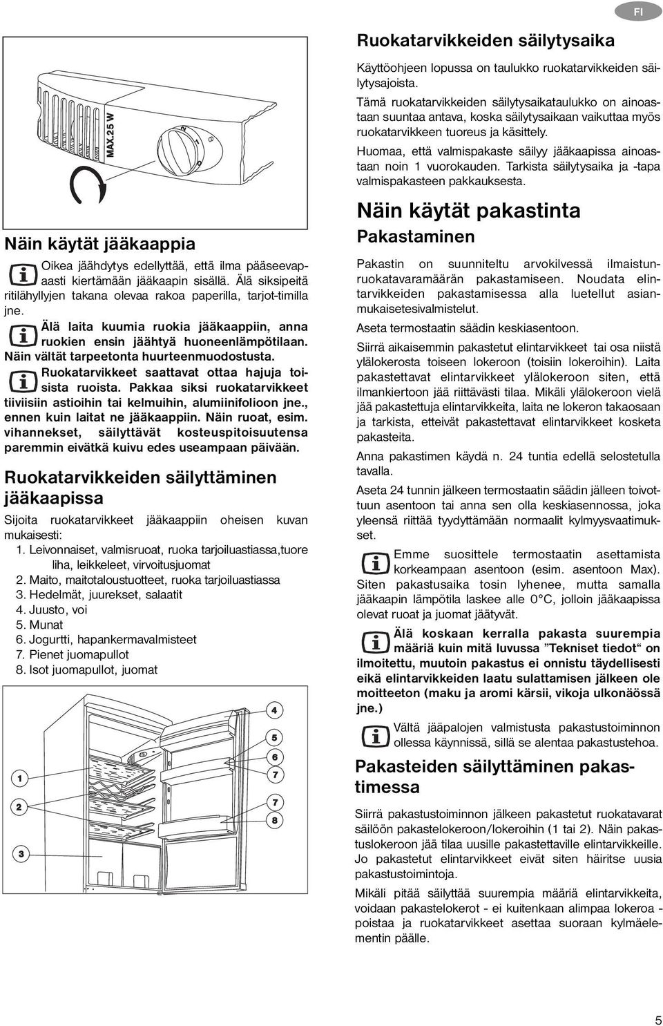 Pakkaa siksi ruokatarvikkeet tiiviisiin astioihin tai kelmuihin, alumiinifolioon jne., ennen kuin laitat ne jääkaappiin. Näin ruoat, esim.