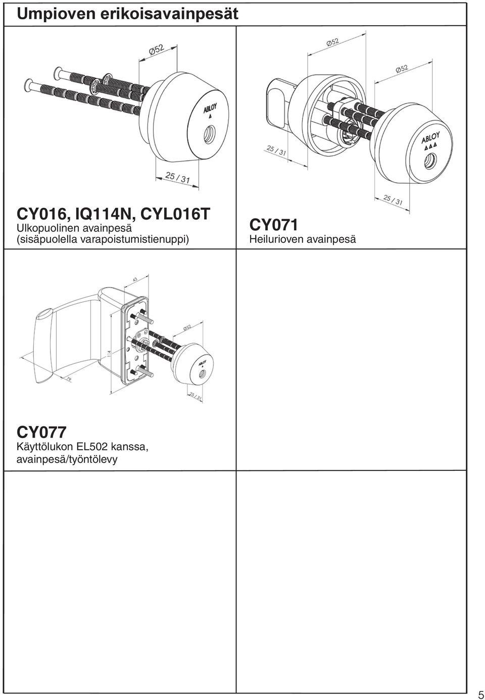 varapoistumistienuppi) CY071 Heilurioven