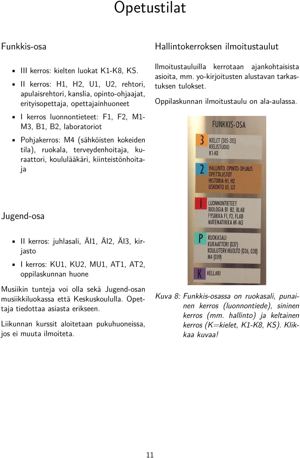 (sähköisten kokeiden tila), ruokala, terveydenhoitaja, kuraattori, koululääkäri, kiinteistönhoitaja Hallintokerroksen ilmoitustaulut Ilmoitustauluilla kerrotaan ajankohtaisista asioita, mm.