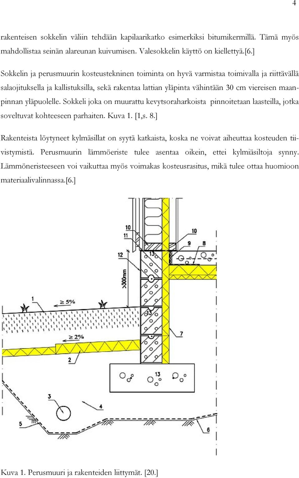 yläpuolelle. Sokkeli joka on muurattu kevytsoraharkoista pinnoitetaan laasteilla, jotka soveltuvat kohteeseen parhaiten. Kuva 1. [1,s. 8.