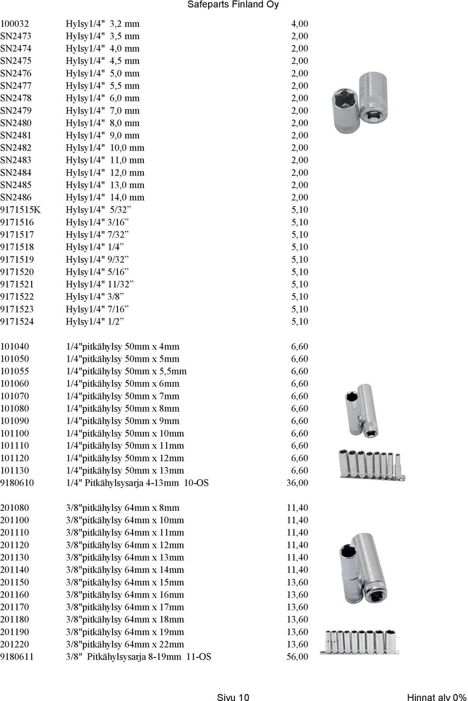 Hylsy1/4" 12,0 mm Hylsy1/4" 13,0 mm Hylsy1/4" 14,0 mm Hylsy1/4" 5/32 Hylsy1/4" 3/16 Hylsy1/4" 7/32 Hylsy1/4" 1/4 Hylsy1/4" 9/32 Hylsy1/4" 5/16 Hylsy1/4" 11/32 Hylsy1/4" 3/8 Hylsy1/4" 7/16 Hylsy1/4"