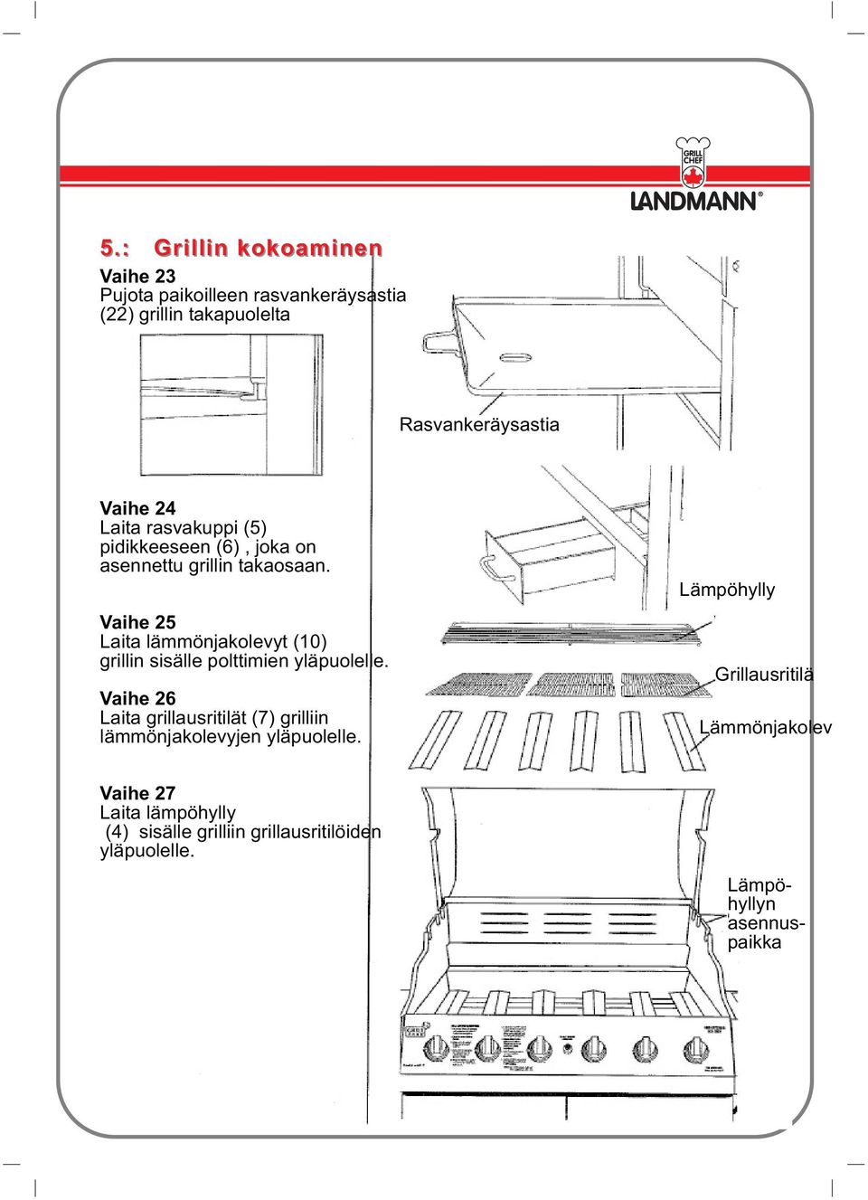 Vaihe 25 Laita lämmönjakolevyt (10) grillin sisälle polttimien yläpuolelle.