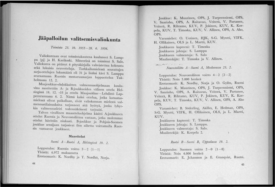 Sihteerinä on toiminut S. Salo. Valiokunta on pitänyt 6 pöytäkirjalla vahvistettua kokousta sekä lukuisia neuvotteluja.