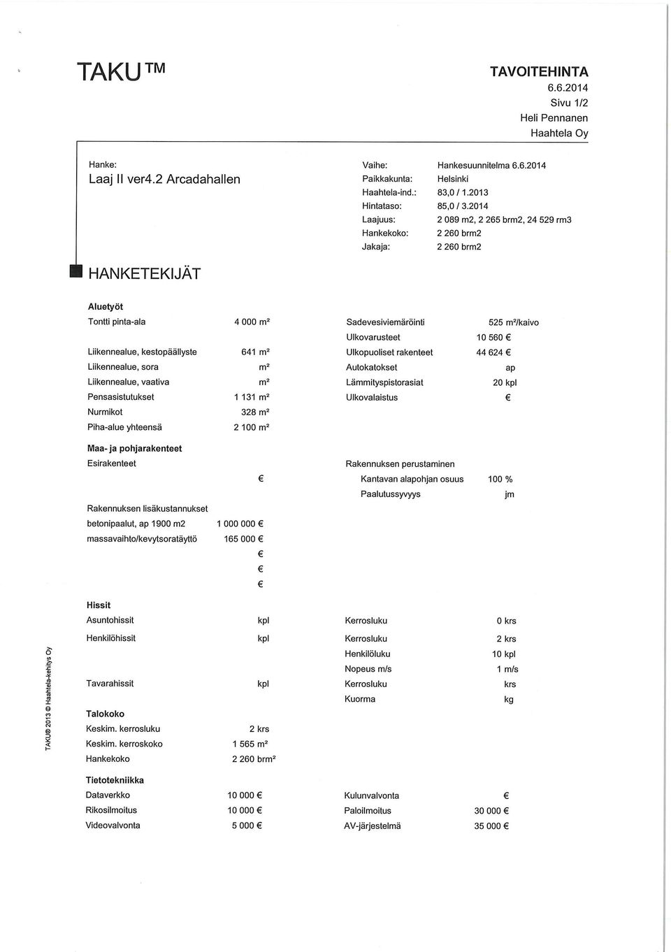 Liikennealue, kestopäällyste 641 m2 Ulkopuoliset rakenteet 44 624 Liikennealue, sora Liikennealue, vaativa Pensasistutukset m2 m2 1 131 m2 Autokatokset Lämmityspistorasiat Ulkovalaistus ap 20 kpl