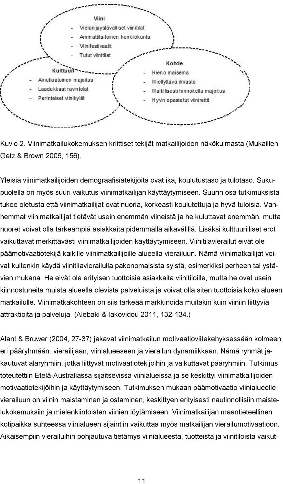 Suurin osa tutkimuksista tukee oletusta että viinimatkailijat ovat nuoria, korkeasti koulutettuja ja hyvä tuloisia.