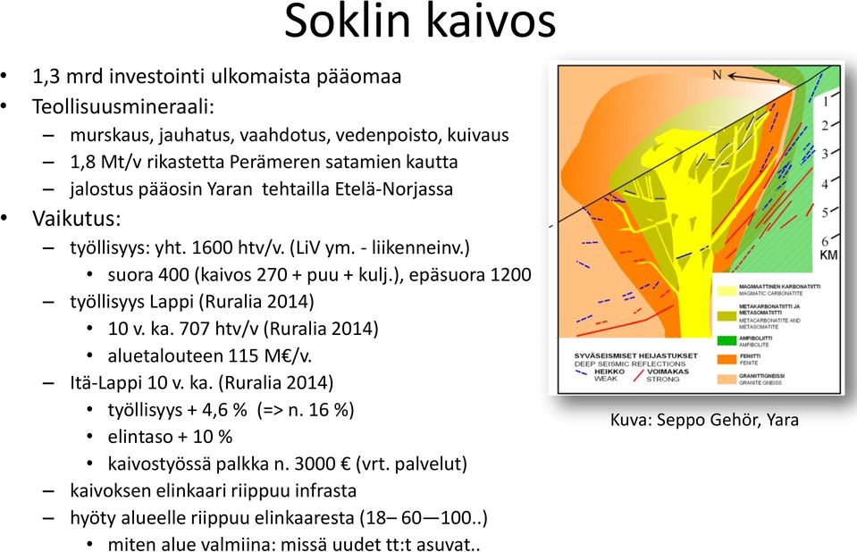 ), epäsuora 1200 työllisyys Lappi (Ruralia 2014) 10 v. ka. 707 htv/v (Ruralia 2014) aluetalouteen 115 M /v. Itä-Lappi 10 v. ka. (Ruralia 2014) työllisyys + 4,6 % (=> n.