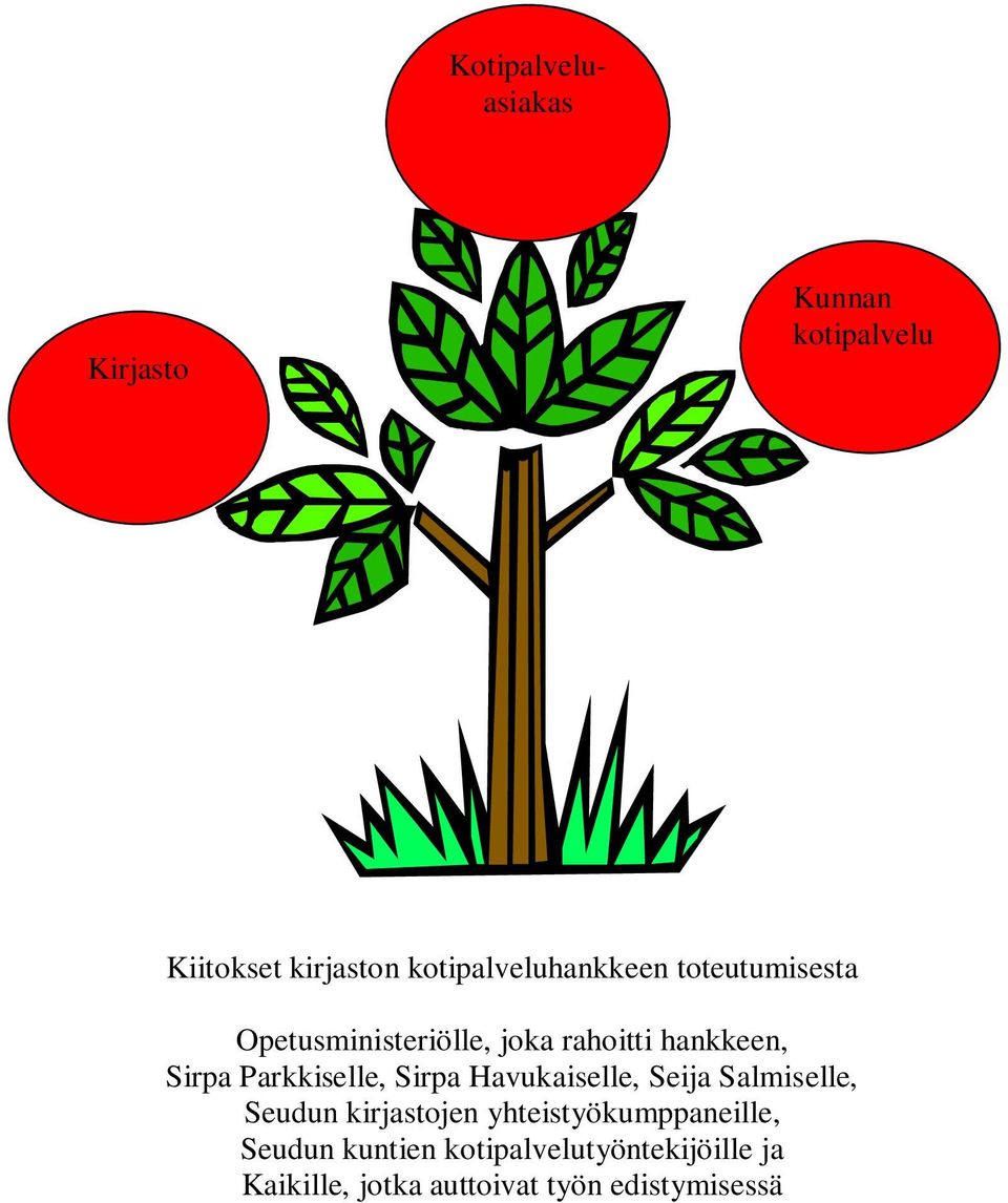 Sirpa Parkkiselle, Sirpa Havukaiselle, Seija Salmiselle, Seudun kirjastojen