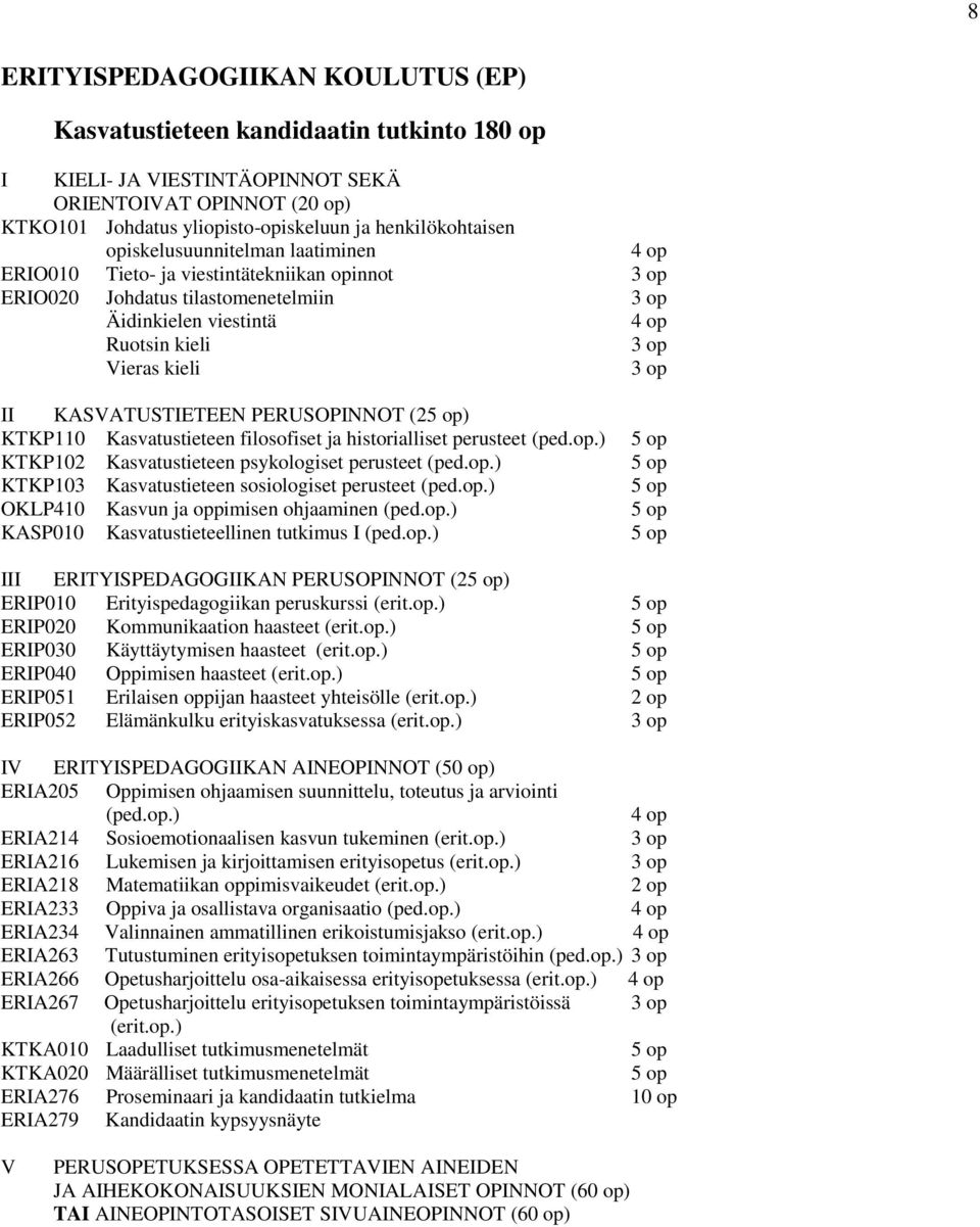 PERUSOPINNOT (25 op) KTKP110 Kasvatustieteen filosofiset ja historialliset perusteet (ped.op.) 5 op KTKP102 Kasvatustieteen psykologiset perusteet (ped.op.) 5 op KTKP103 Kasvatustieteen sosiologiset perusteet (ped.