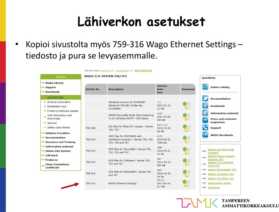 Wago Ethernet Settings