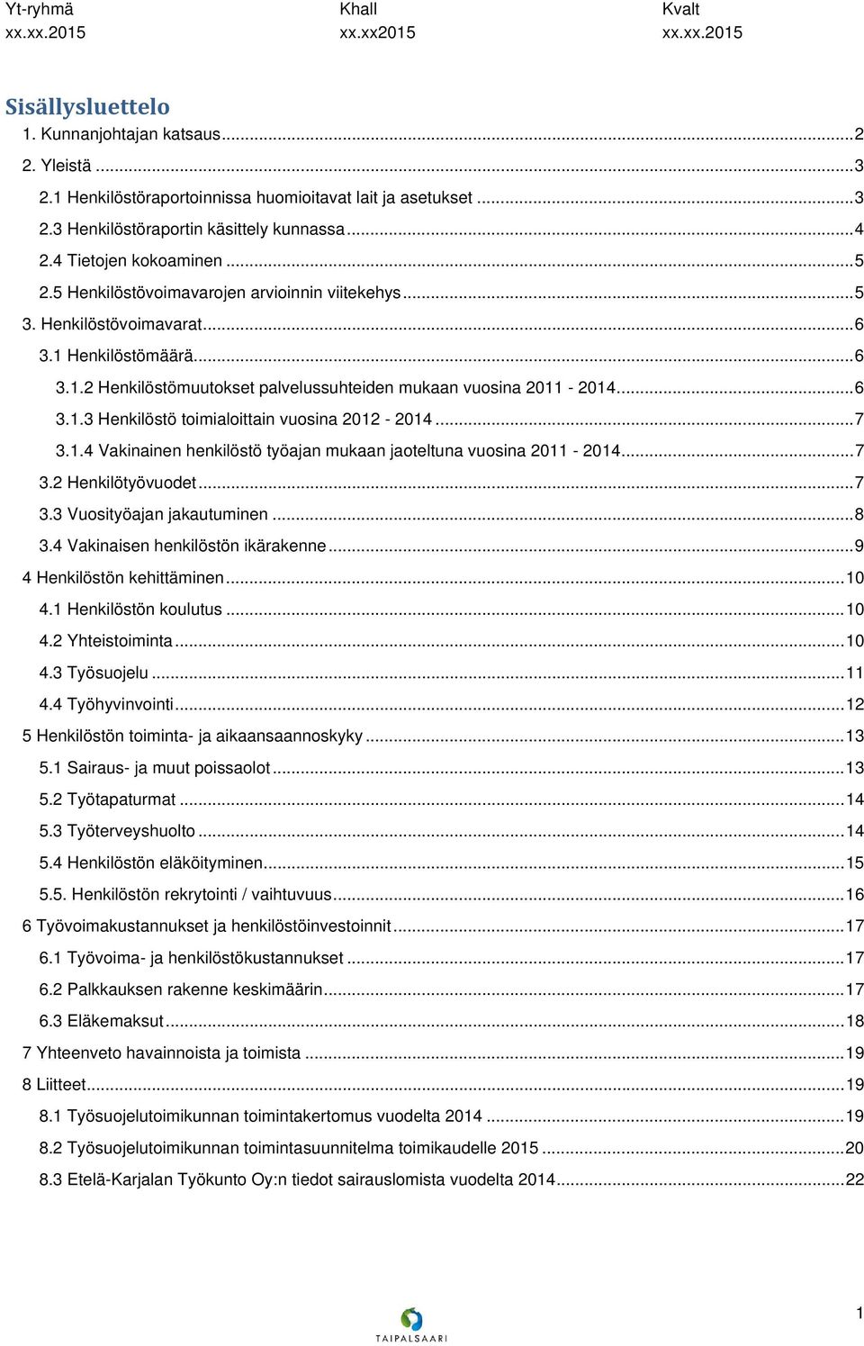 .. 7 3.1.4 Vakinainen henkilöstö työajan mukaan jaoteltuna vuosina 2011-2014... 7 3.2 Henkilötyövuodet... 7 3.3 Vuosityöajan jakautuminen... 8 3.4 Vakinaisen henkilöstön ikärakenne.