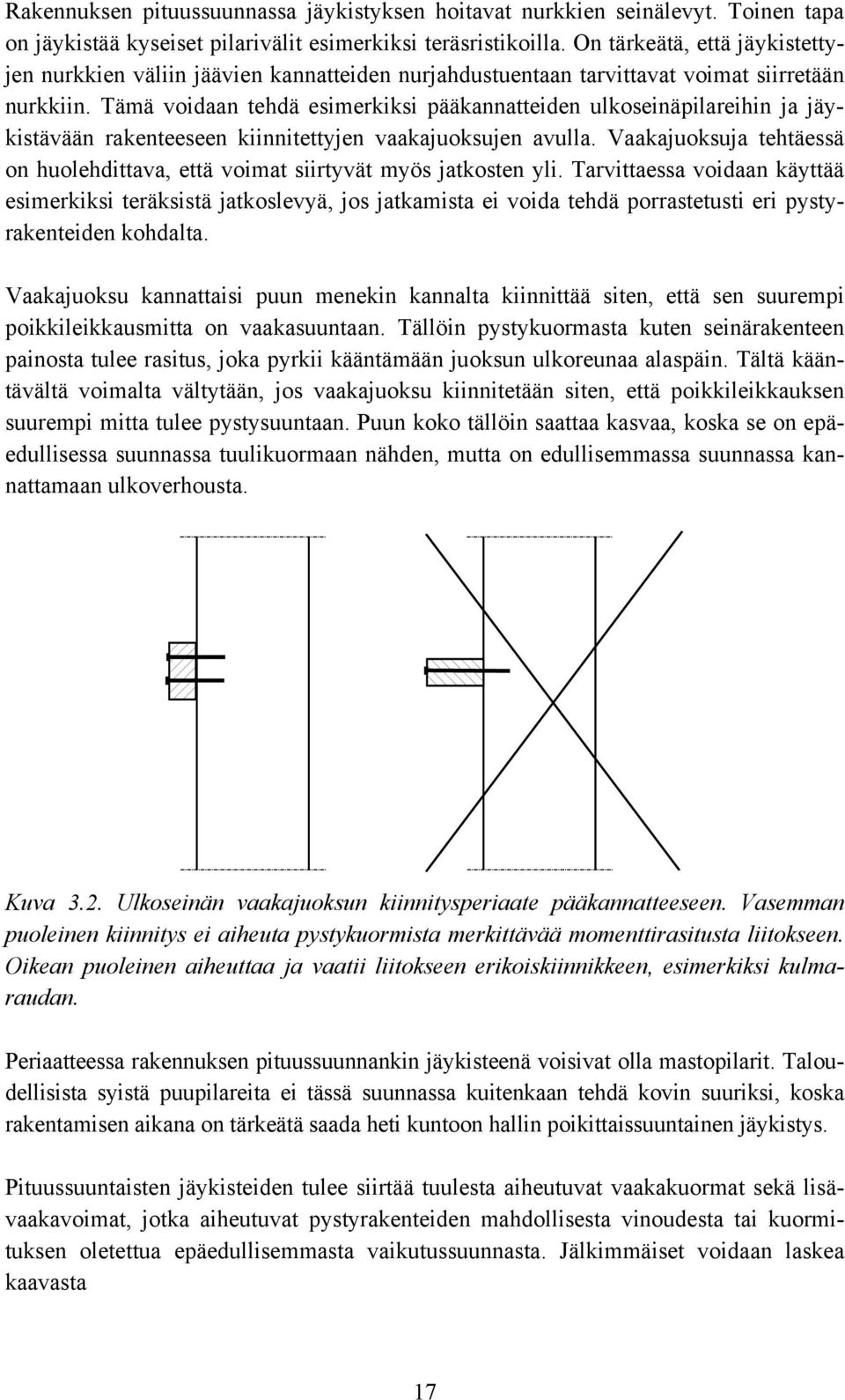 Tämä voidaan tehdä esimerkiksi pääkannatteiden ulkoseinäpilareihin ja jäykistävään rakenteeseen kiinnitettyjen vaakajuoksujen avulla.