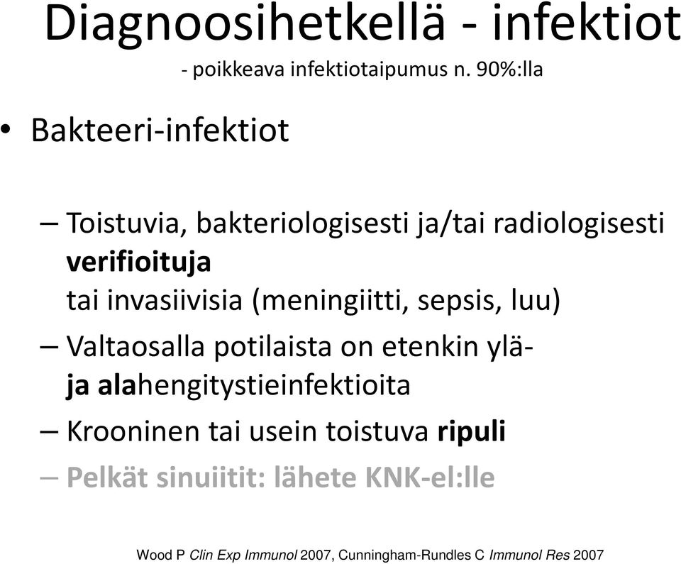 invasiivisia (meningiitti, sepsis, luu) Valtaosalla potilaista on etenkin yläja