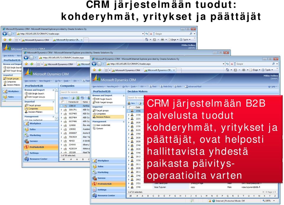 kohderyhmät, yritykset ja päättäjät, ovat helposti