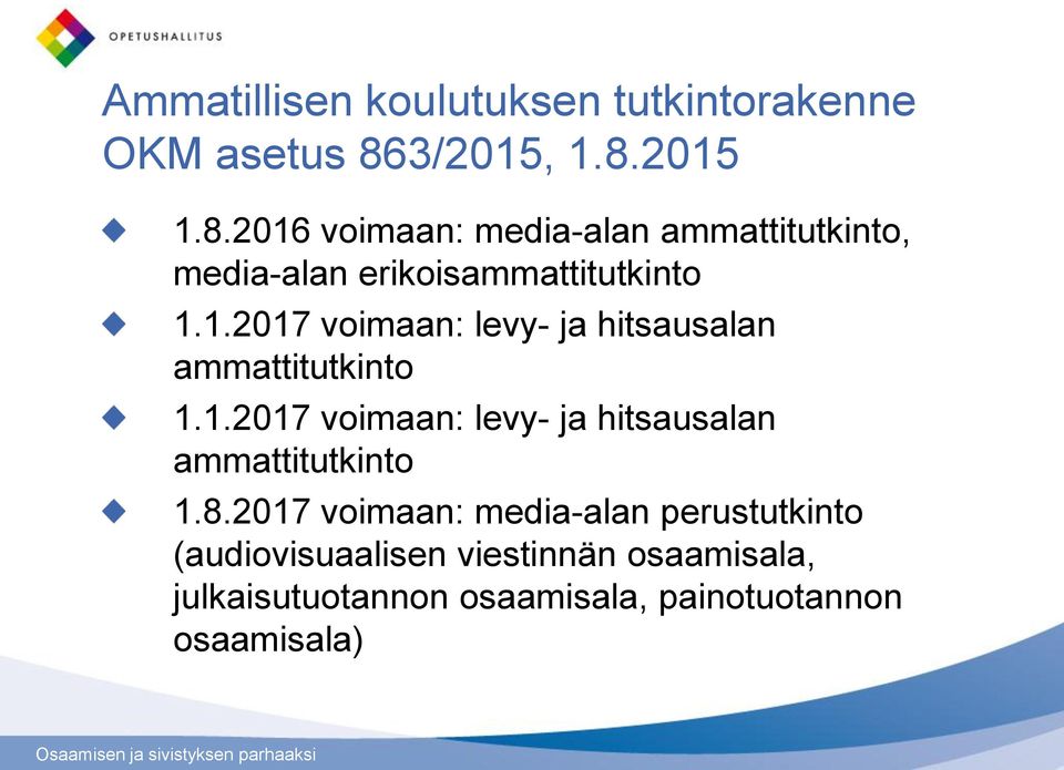 1.2017 voimaan: levy- ja hitsausalan ammattitutkinto 1.8.