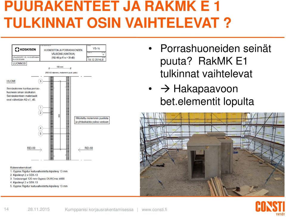 . Porrashuoneiden seinät puuta?