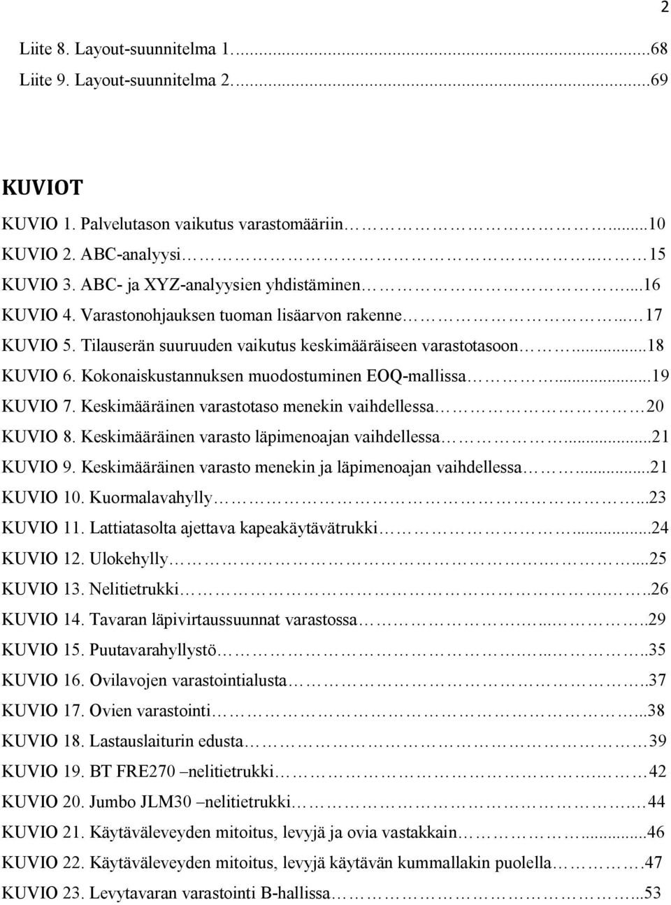 Kokonaiskustannuksen muodostuminen EOQ-mallissa...19 KUVIO 7. Keskimääräinen varastotaso menekin vaihdellessa 20 KUVIO 8. Keskimääräinen varasto läpimenoajan vaihdellessa...21 KUVIO 9.