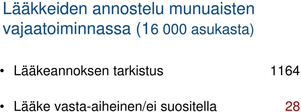 asukasta) Lääkeannoksen tarkistus