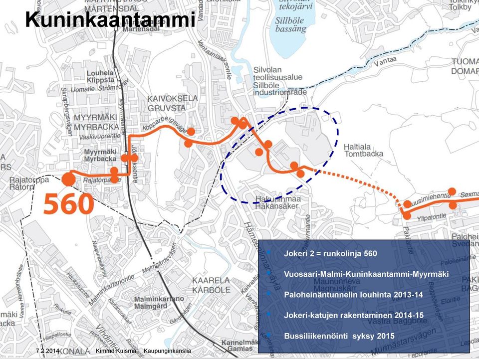 Paloheinäntunnelin louhinta 2013-14 Jokeri-katujen