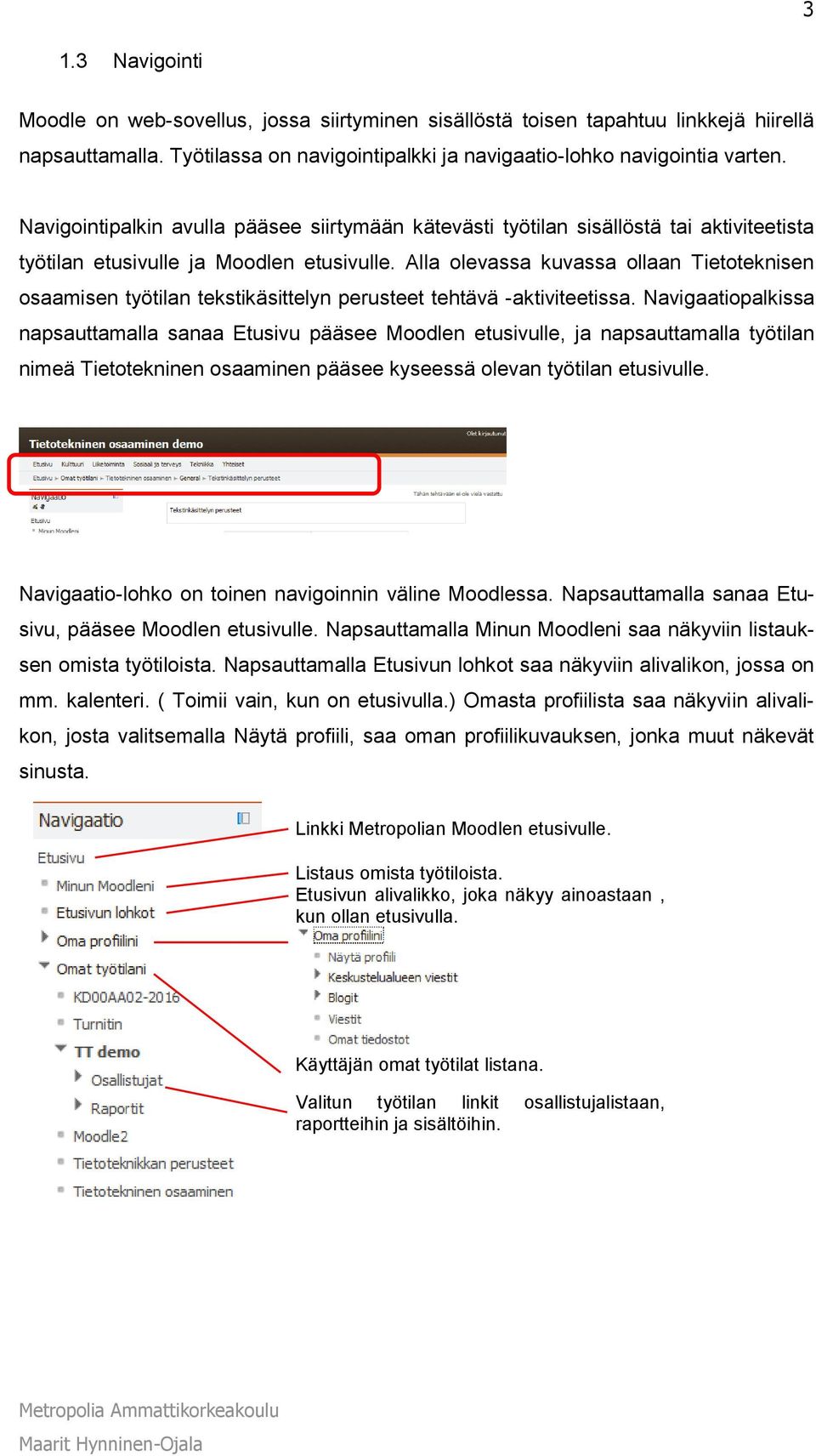 Alla olevassa kuvassa ollaan Tietoteknisen osaamisen työtilan tekstikäsittelyn perusteet tehtävä -aktiviteetissa.