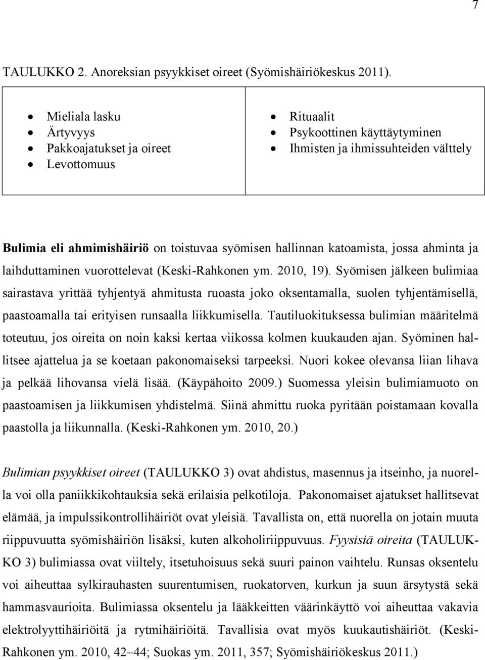 katoamista, jossa ahminta ja laihduttaminen vuorottelevat (Keski-Rahkonen ym. 2010, 19).