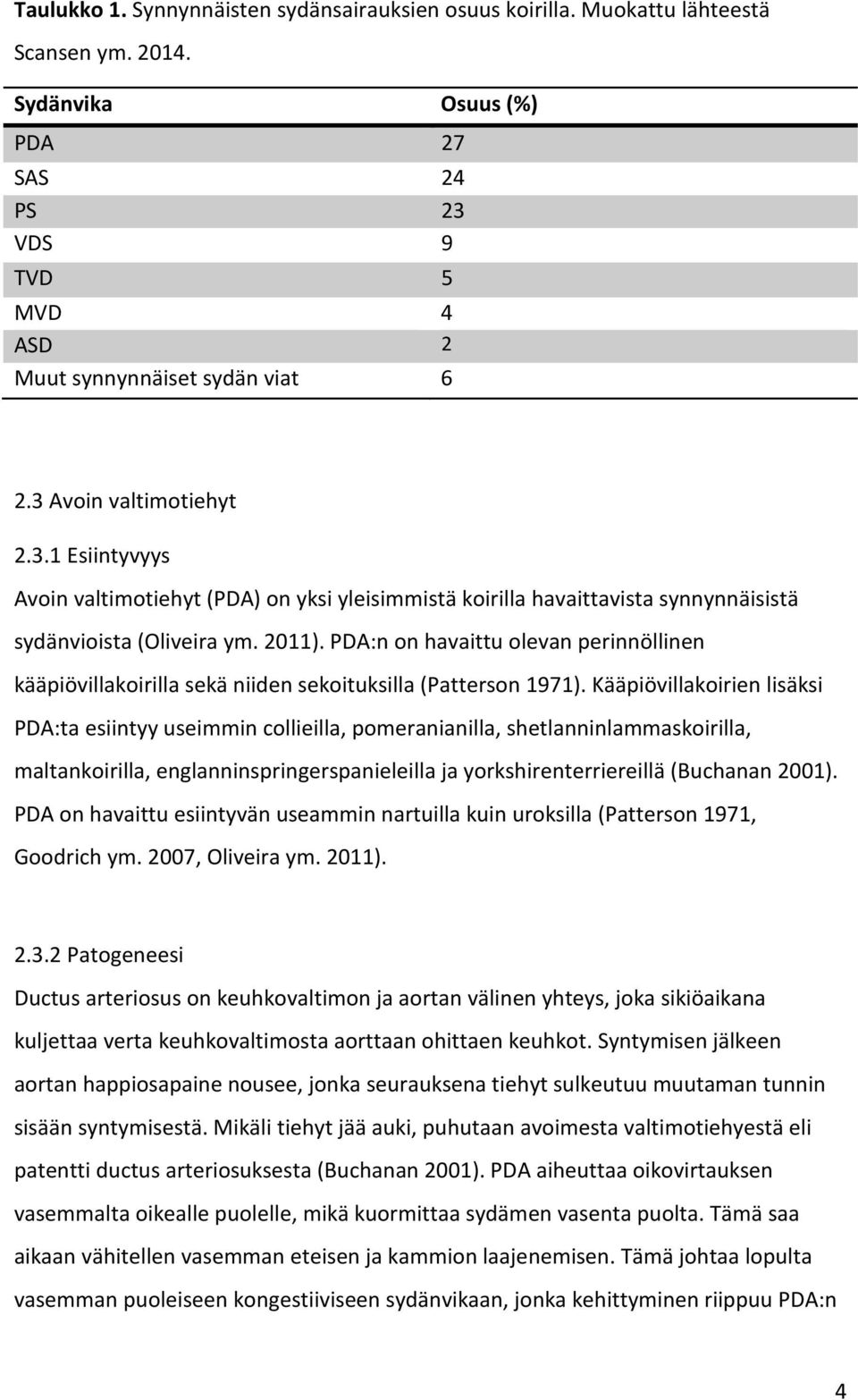 PDA:n on havaittu olevan perinnöllinen kääpiövillakoirilla sekä niiden sekoituksilla (Patterson 1971).