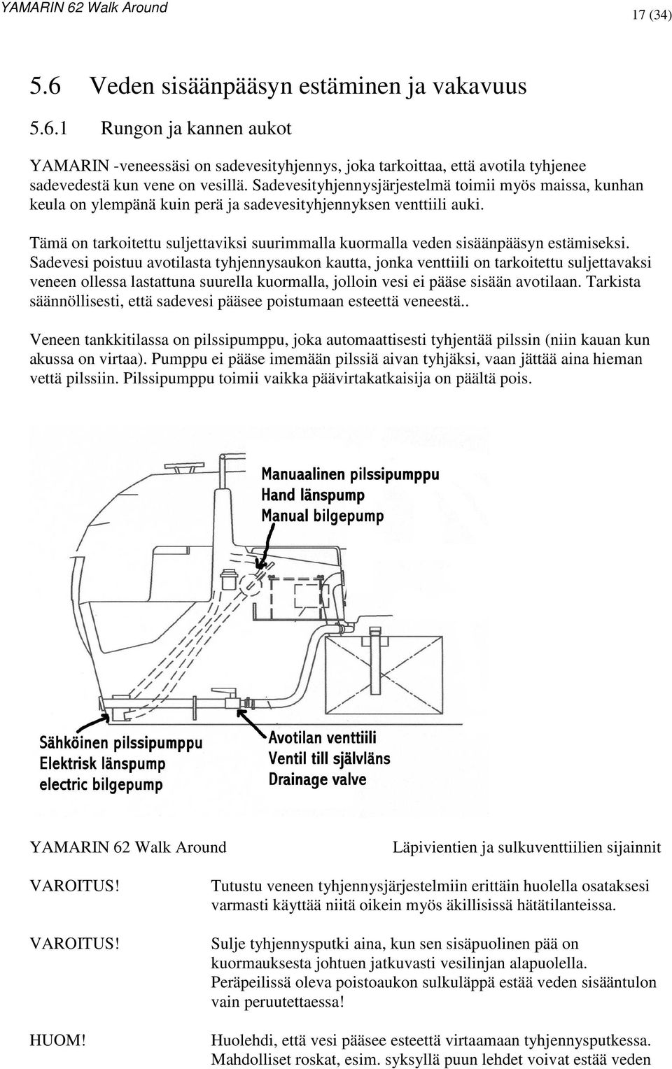 Tämä on tarkoitettu suljettaviksi suurimmalla kuormalla veden sisäänpääsyn estämiseksi.