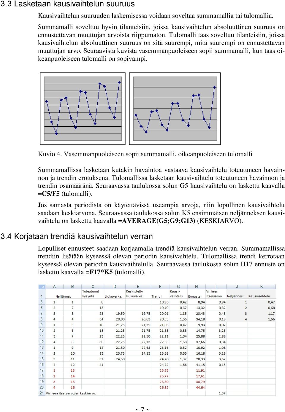 Tulomalli taas soveltuu tilanteisiin, joissa kausivaihtelun absoluuttinen suuruus on sitä suurempi, mitä suurempi on ennustettavan muuttujan arvo.