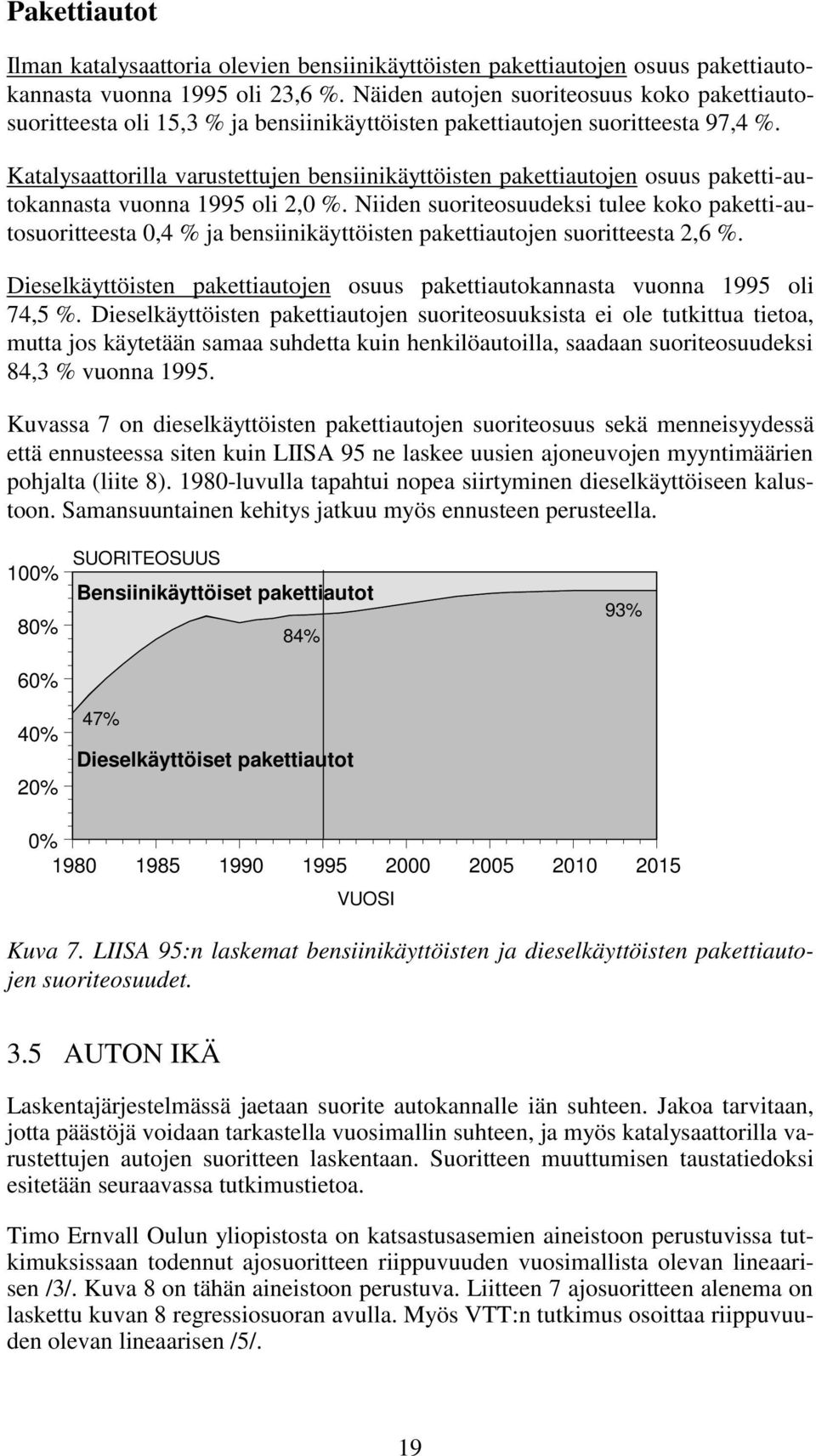 Katalysaattorilla varustettujen bensiinikäyttöisten pakettiautojen osuus paketti-autokannasta vuonna 1995 oli 2,0 %.