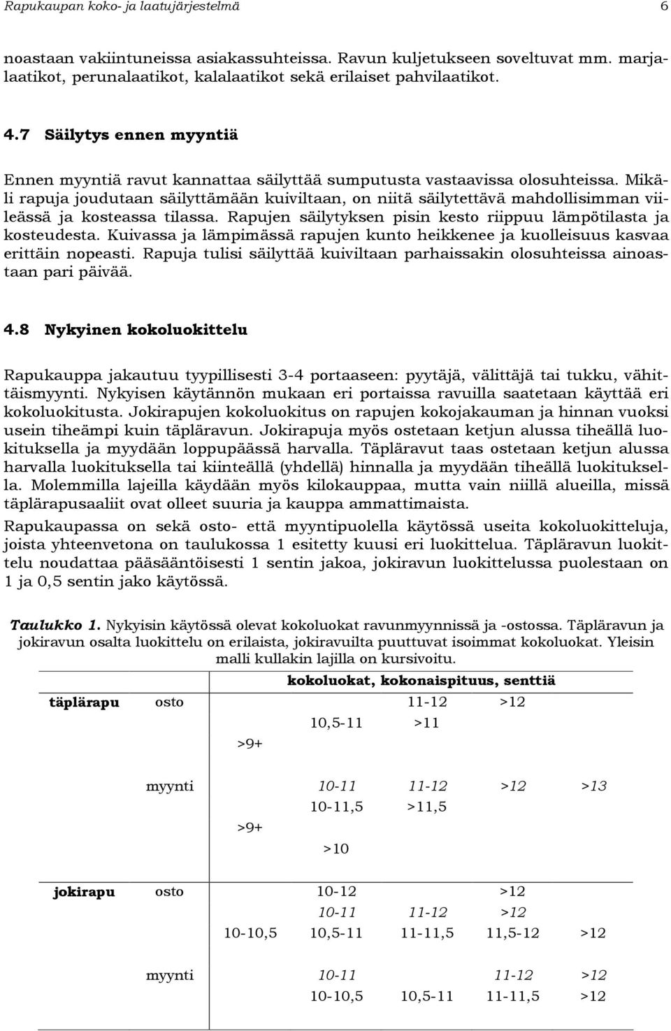 Mikäli rapuja joudutaan säilyttämään kuiviltaan, on niitä säilytettävä mahdollisimman viileässä ja kosteassa tilassa. Rapujen säilytyksen pisin kesto riippuu lämpötilasta ja kosteudesta.