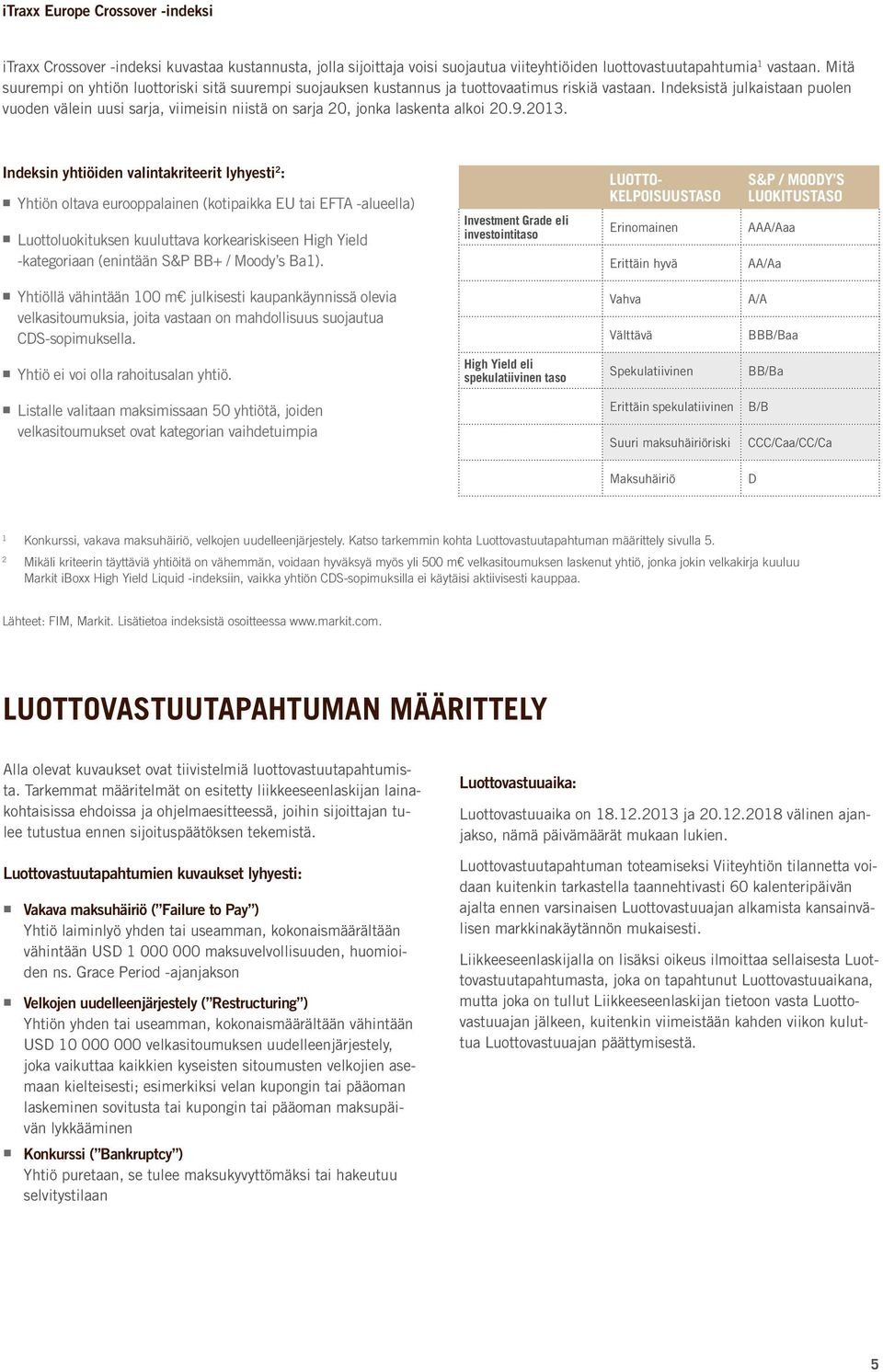 Indeksistä julkaistaan puolen vuoden välein uusi sarja, viimeisin niistä on sarja 20, jonka laskenta alkoi 20.9.2013.