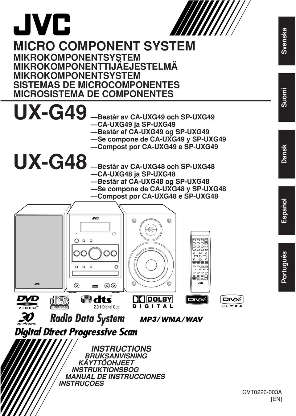 SP-UXG49 UX-G48 Består av CA-UXG48 och SP-UXG48 CA-UXG48 ja SP-UXG48 Består af CA-UXG48 og SP-UXG48 Se compone de CA-UXG48 y SP-UXG48 Compost por CA-UXG48