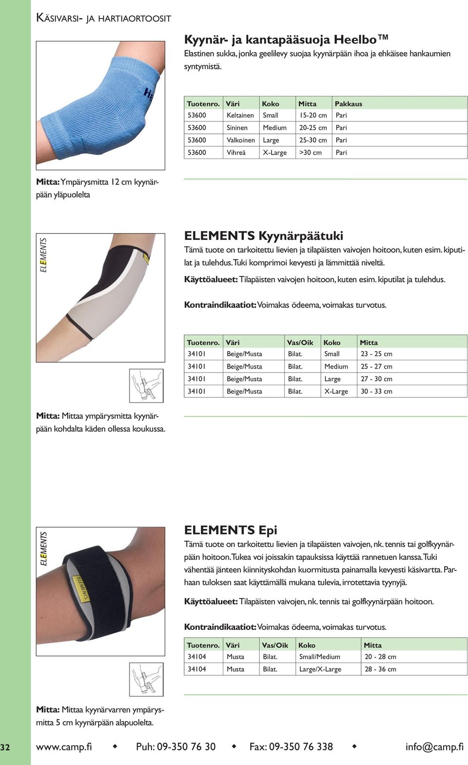 kyynärpään yläpuolelta ELEMENTS Kyynärpäätuki Tämä tuote on tarkoitettu lievien ja tilapäisten vaivojen hoitoon, kuten esim. kiputilat ja tulehdus. Tuki komprimoi kevyesti ja lämmittää niveltä.