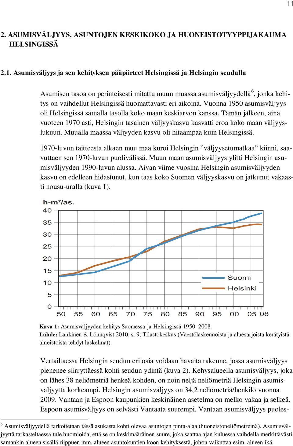 Tämän jälkeen, aina vuoteen 1970 asti, Helsingin tasainen väljyyskasvu kasvatti eroa koko maan väljyyslukuun. Muualla maassa väljyyden kasvu oli hitaampaa kuin Helsingissä.