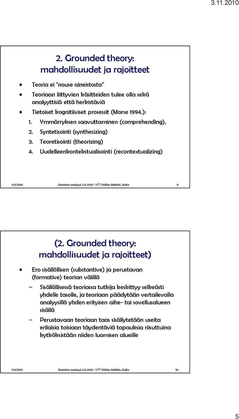 3/2010 Aineiston analyysi 3.11.