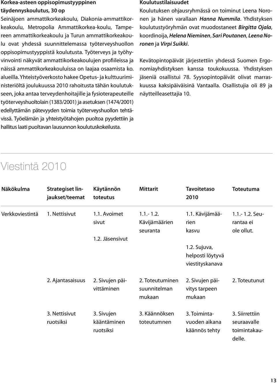 Työterveys ja työhyvinvointi näkyvät ammattikorkeakoulujen profiileissa ja näissä ammattikorkeakouluissa on laajaa osaamista ko. alueilla.