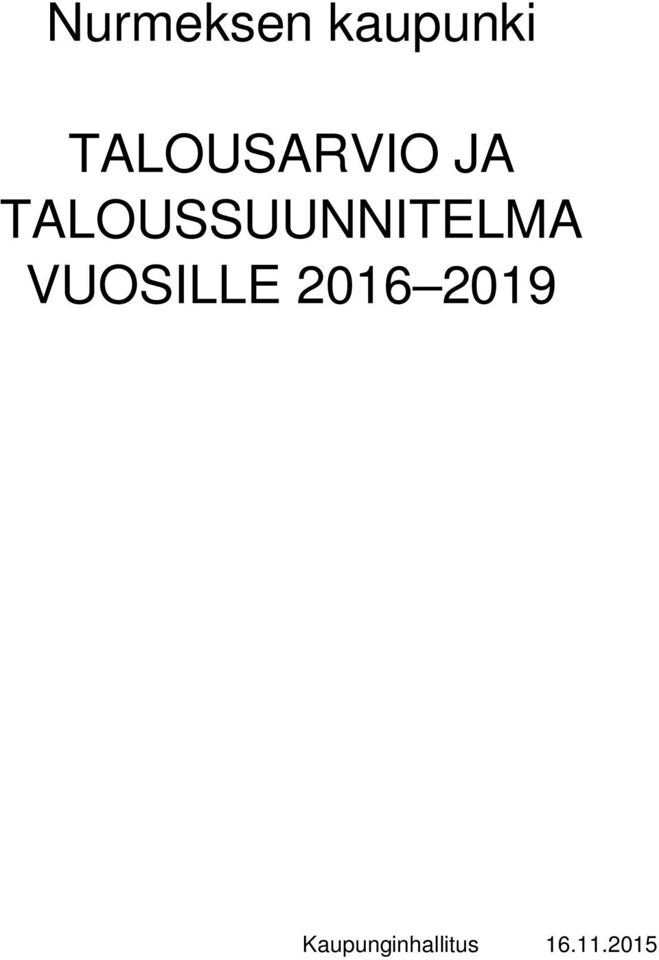 TALOUSSUUNNITELMA