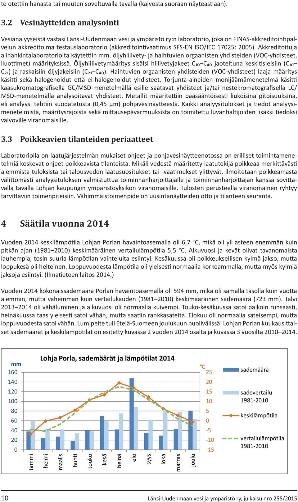 SFS-EN ISO/IEC 1725: 25). Akkreditoituja alihankintalaboratorioita käytettiin mm. öljyhiilivety- ja haihtuvien orgaanisten yhdisteiden (VOC-yhdisteet, liuottimet) määrityksissä.